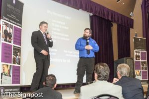 Rob and Alan Vogel pitch their business idea, Recreation Valley, at the Opportunity Quest entrepreneur competition.(The Signpost/Christina Huerta)