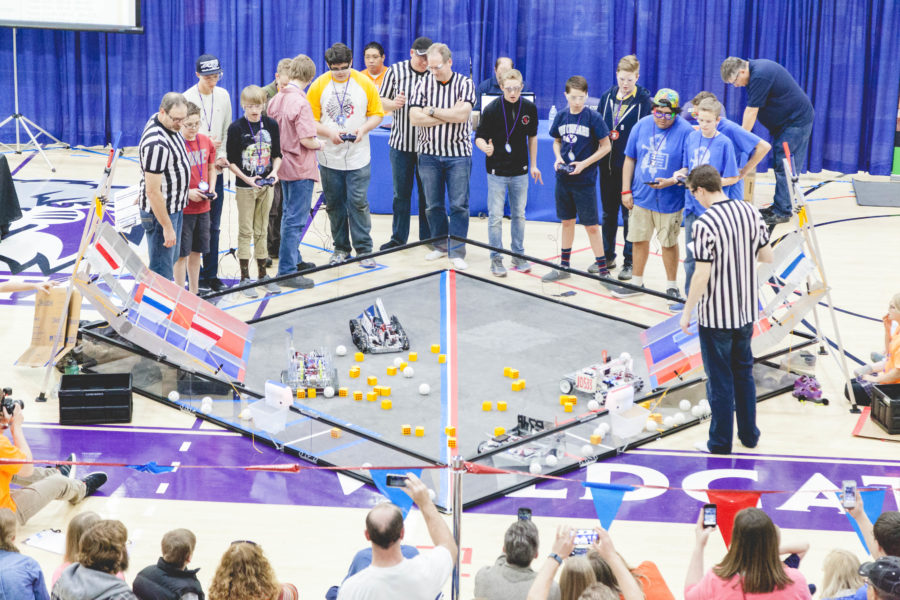 Robotics teams from throughout Utah and neighboring states competed in various challenges at the FIRST Tech Robotics Competition.  (The Signpost/Christina Huerta)