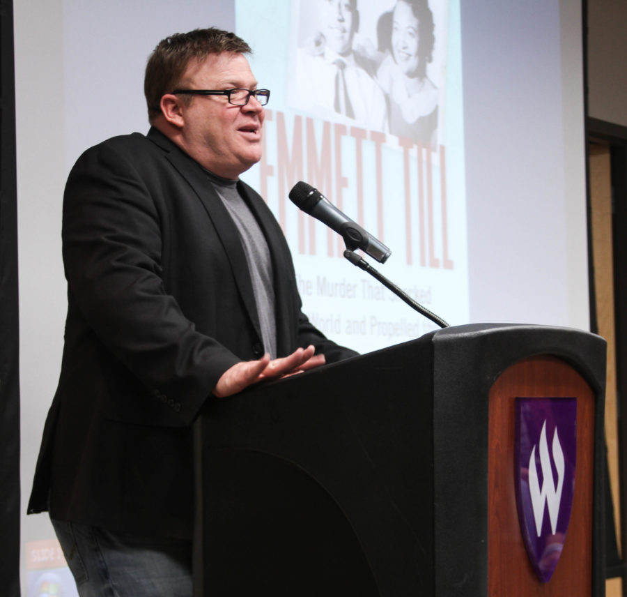 Author Devery Anderson spoke to Weber State students about his book on Emmett Tills murder Feb 22. (Abby Van Ess / The Signpost)