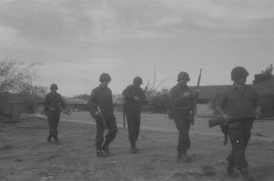 A group of American soldiers prepare to patrol just prior to the final battle. (Nathaniel Cragun / The Signpost)