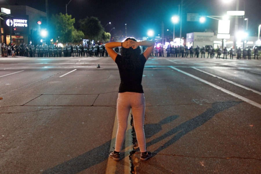 July 9, 2016 - Phoenix, Arizona, U.S - A group of protestors took to the streets in Downtown Phoenix in protest of the recent police involved shootings around the country. (Credit Image: Ricardo Arduengo via ZUMA Wire)