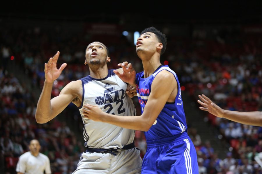 SALT LAKE CITY, UT - JULY 07:  of the Utah Jazz of the Philadelphia 76ers during the 2016 Jazz Summer League at vivint.SmartHome Arena on July 07, 2016 in Salt Lake City, Utah. NOTE TO USER: User expressly acknowledges and agrees that, by downloading and or using this Photograph, User is consenting to the terms and conditions of the Getty Images License Agreement. Mandatory Copyright Notice: Copyright 2016 NBAE (Photo by Melissa Majchrzak/NBAE via Getty Images)
