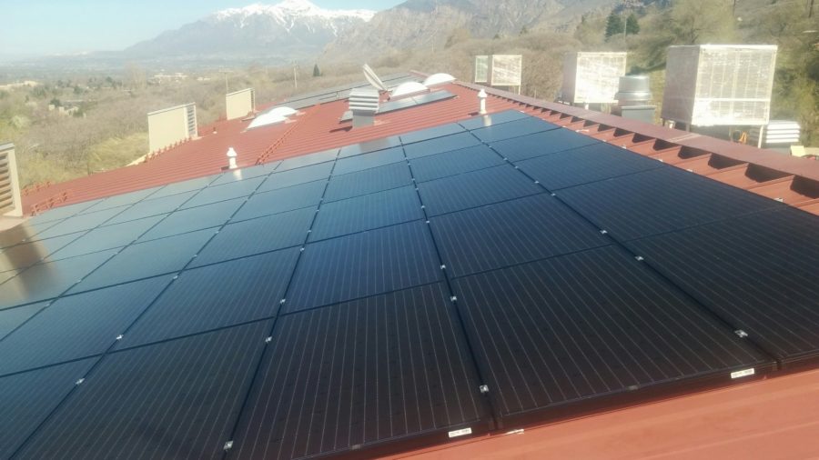 Solar panels on the roof of FMB. (Source: Weber State University Facilities Management)