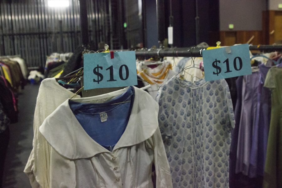 Costumes line the racks at the Performing Arts costume sale at Weber State Universitys Browning Center stage on September 2. (Dalton Flandro/ The Signpost)