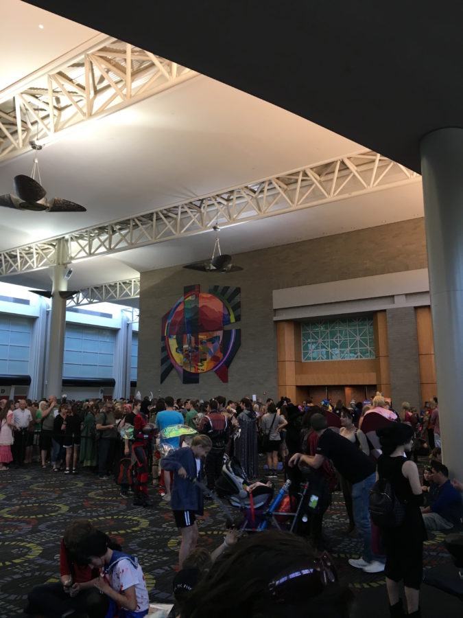 The line for the cosplay contest just after the news of the coding error was dropped. (Leah Higginbotham/The Signpost)