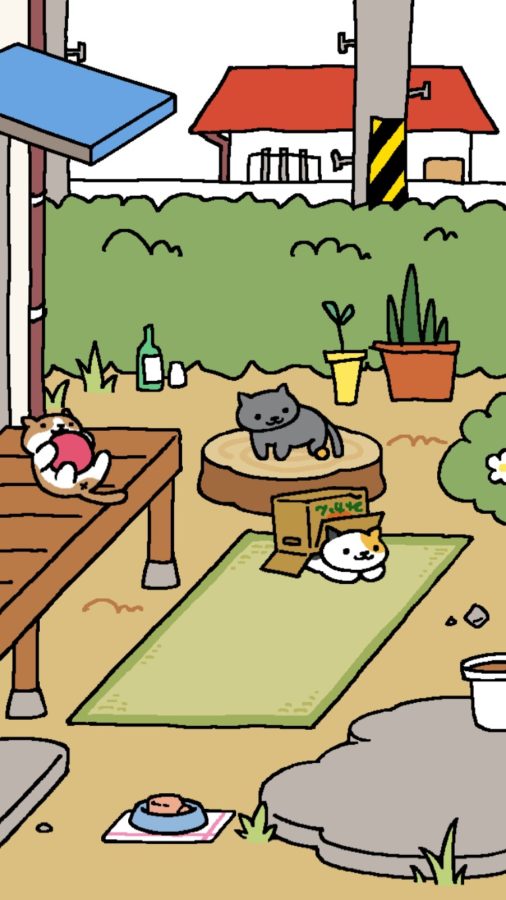 In Neko Atsume, three cats: Cocoa, Shadow and Sunny can be collected. (Screenshot by Leah Higginbotham)