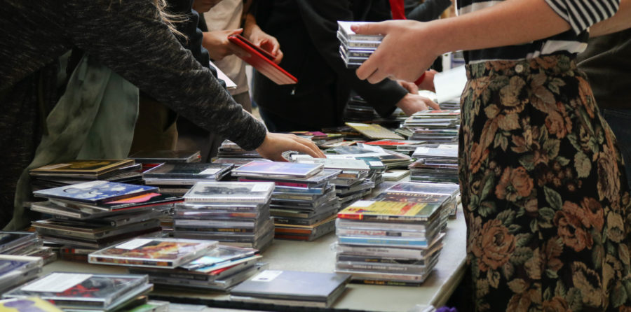 The word free got many students to go to KWCRs table of free CDs for College Radio Day Nov 4. (Abby Van Ess / The Signpost)