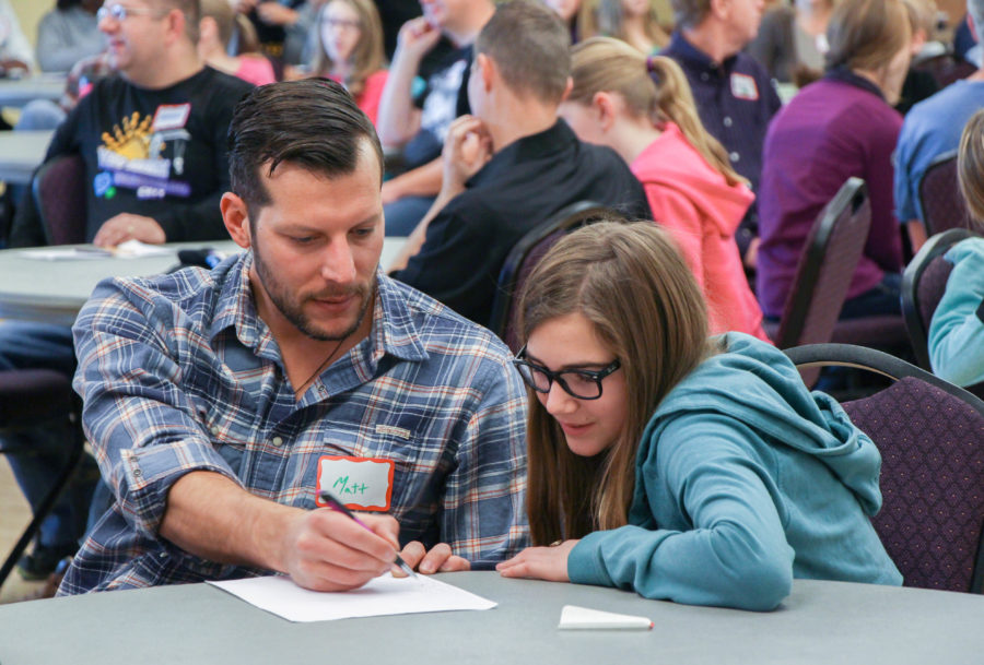 Matt Naparlo and Lila Tomlinson attend Parent-Daughter Engineering Day at Weber State University in fall 2014. (The Signpost Archives)