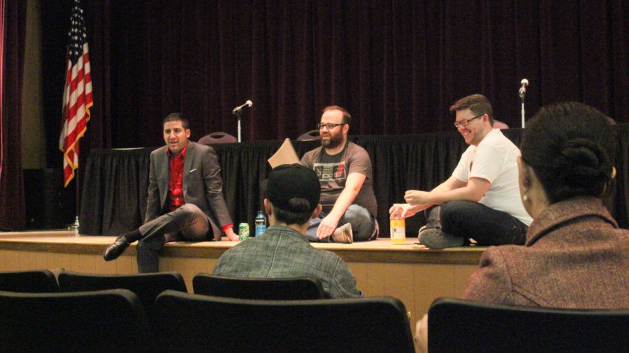 Harrison Spendlove, Cade Anderson and Kestin Page talk about HIV in a panel discussion First Person: Living with HIV/AIDS at Weber State University on Dec. 1. (Alexis Rague / The Signpost)