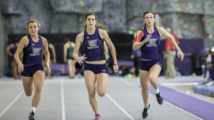 Weber State University track and field team heads to the conference tournament. Tawnie Moore, right, is the defending champion in the 60 meter hurdles. (Source: Weber State Athletics)