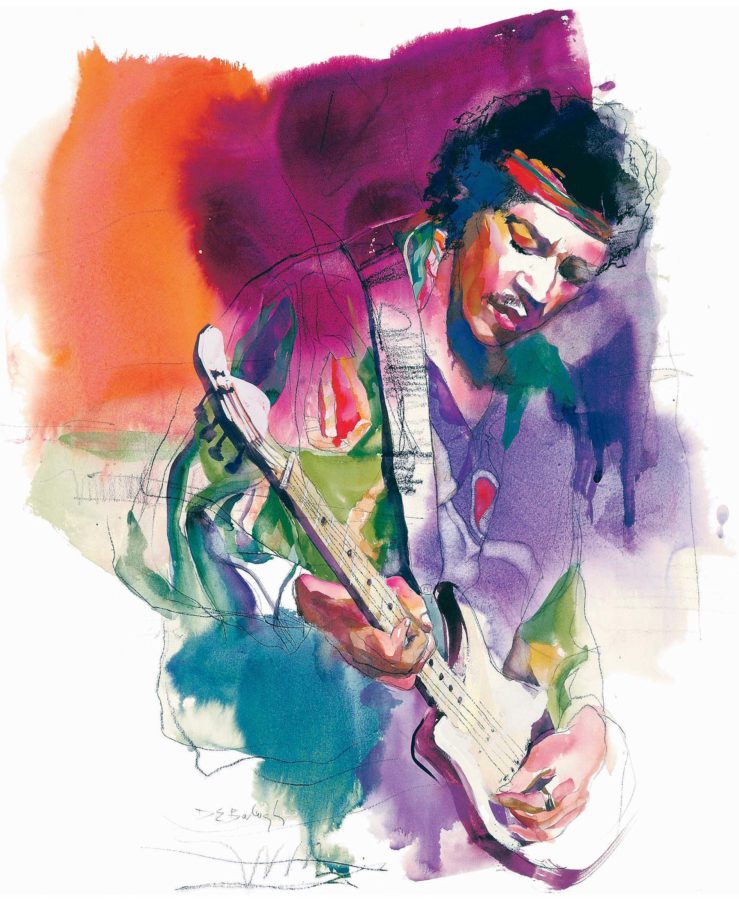 Jimi Hendrix illustration by Dennis Balogh. (Source: Tribune News Service)