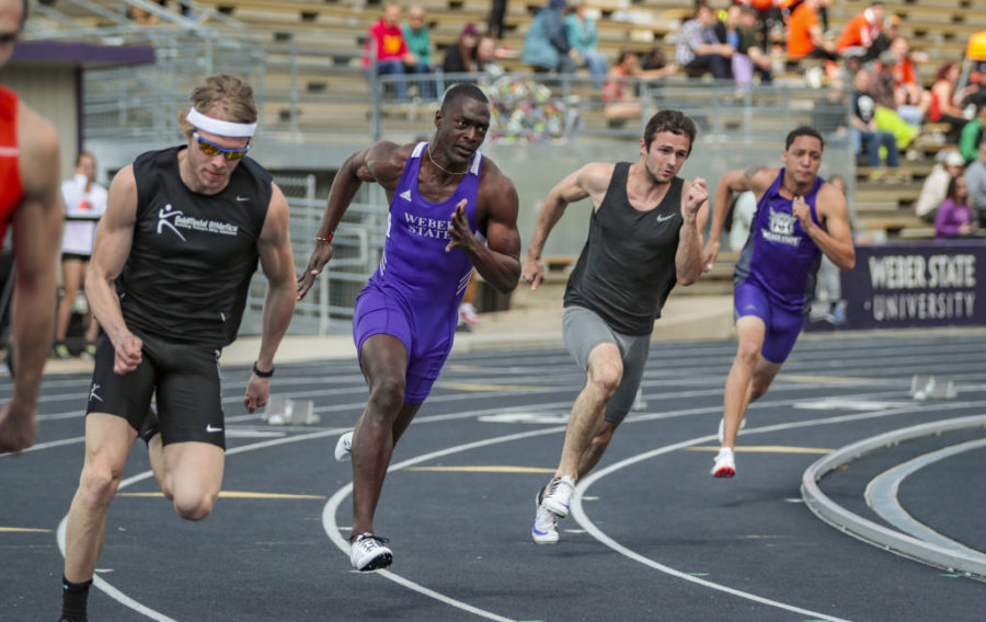 Alex Reece broke school records in the 100 and 200 meters at the Spring Classic on Saturday, April 9. (Source: Weber State Athletics)
