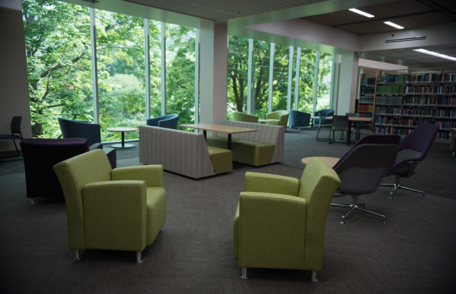 The north side of Stewart Librarys third floor features a myriad of seating and table options. (Joshua Wineholt)