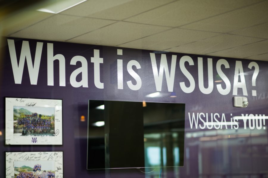 Signage of the WSUSA office on the third floor of the Shepherd Union building. (Joshua Wineholt / The Signpost)