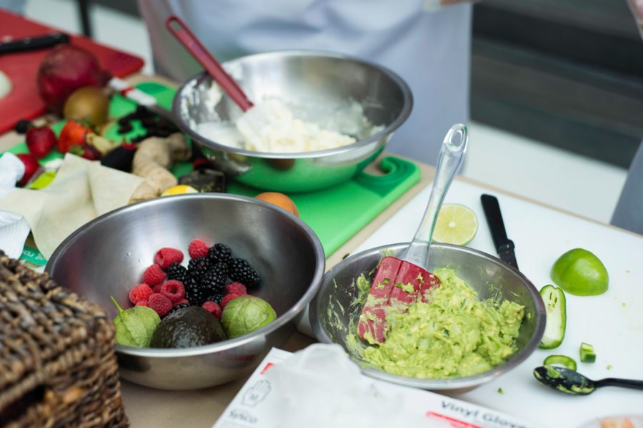 Three mixing bowls full of the ingredients going into a dish. (Joshua Wineholt / The Signpost)