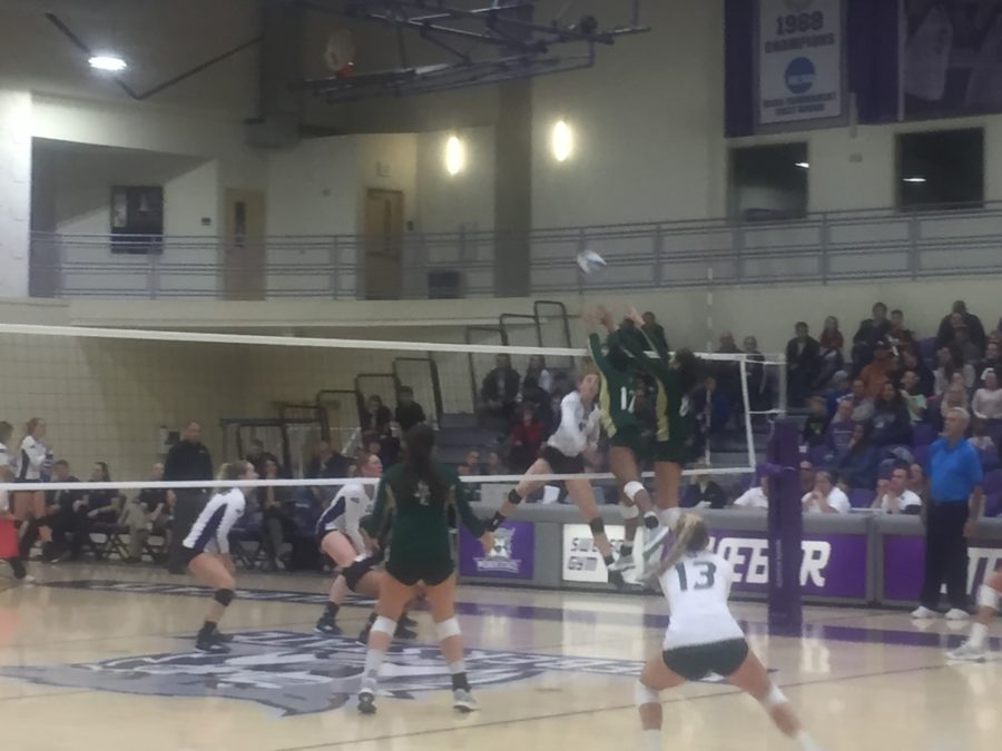 Brie Gathright of Sacramento State goes airborne to keep a play alive.