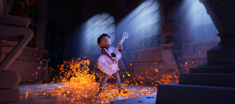 Miguel (voice of newcomer Anthony Gonzalez) dreams of becoming an accomplished musician like the celebrated Ernesto de la Cruz (voice of Benjamin Bratt) in the Disney Pixar film, "Coco." (Pixar)