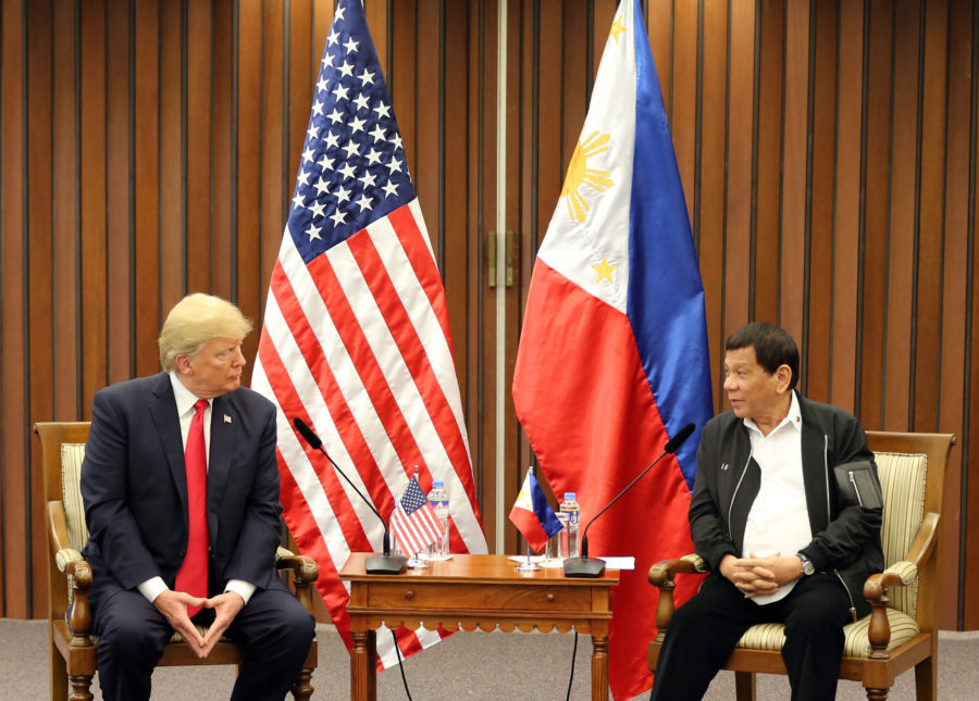 President Rodrigo Duterte with US President Donald Trump during the bilateral meeting at the PICC during the 31st ASEAN Summits and Related Summits on Monday, November 13, 2017. (KJ ROSALES/POOL/Xinhua/Sipa USA/TNS)