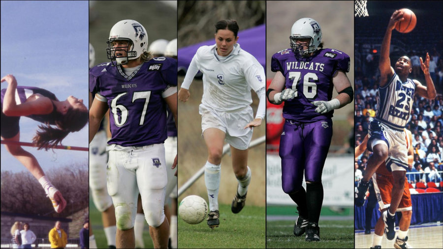 The 2018 Hall of Fame Class - Brooke Cottle, Brady Fosmark, Rochelle Hoover, Paul McQuistan and Ruben Nembhard. (Weber State Athletics)