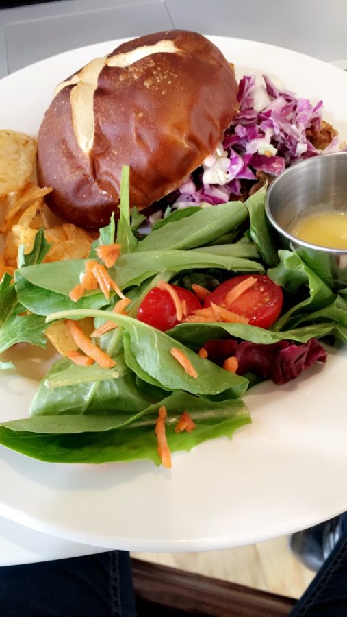 Try the Sloppy Jack jackfruit sandwich with some locally brewed Sunnte kombucha at Cuppa. Photo credit: Maddy Van Orman