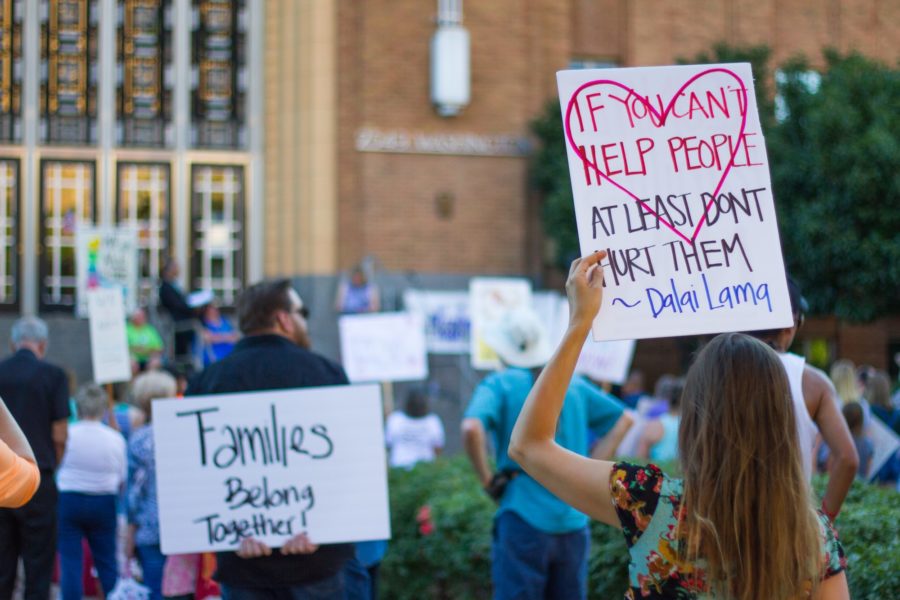 Community members in Ogden held a rally to Unite the Families. (Sara Parker / The Signpost)
