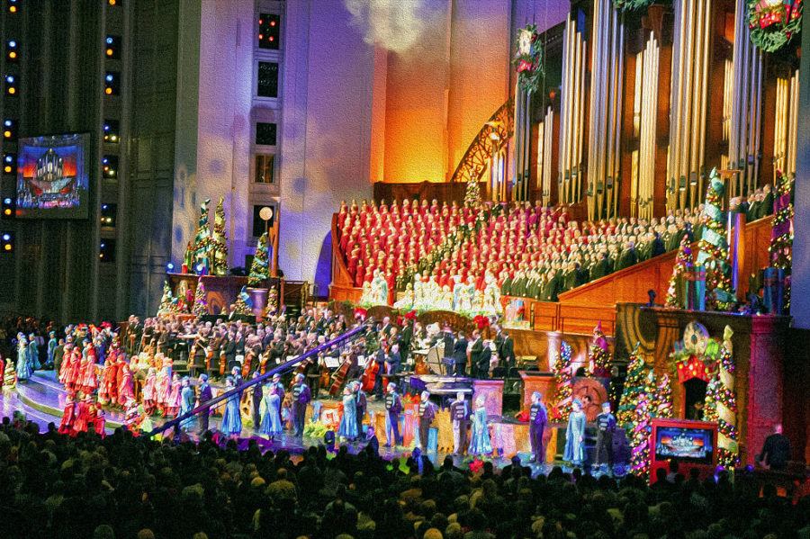 The Mormon Tabernacle Choir performing at Temple Square in Salt Lake City, Utah, in December 2014. (Wikimedia Commons)