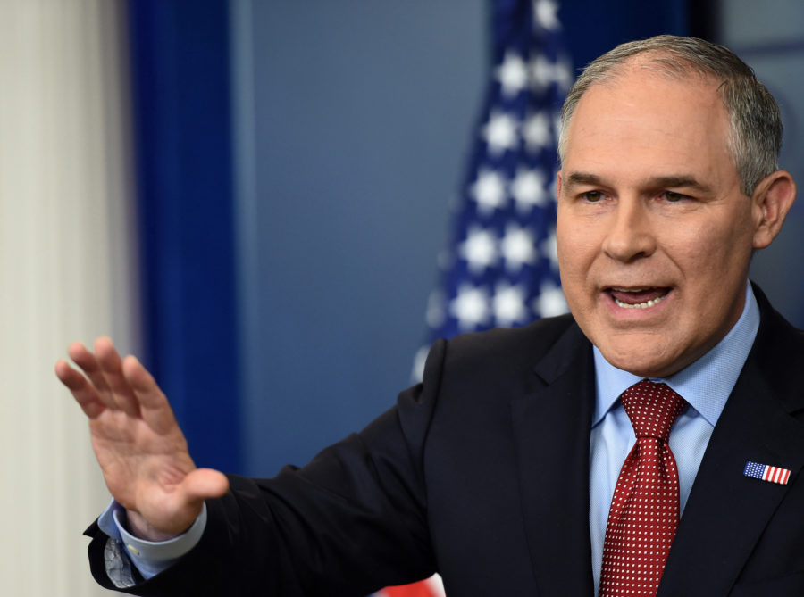 EPA Administrator Scott Pruitt speaks on June 2, 2017, during a briefing in the Brady Briefing Room at the White House in Washington D.C. (Molly Riley/Sipa USA/TNS)