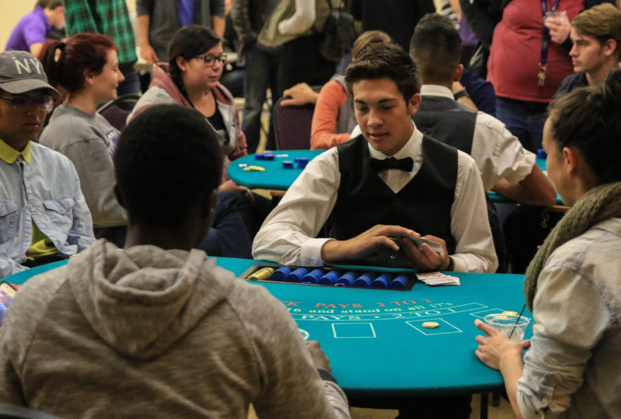 Blackjack was a big attraction for students at Casino Night. (Gabe Cerritos)