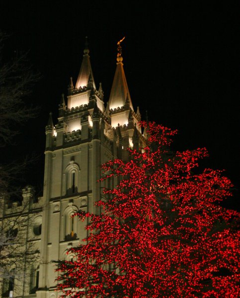 Shot of the Salt Lake Temple at Christmastime. (Wikimedia Commons)