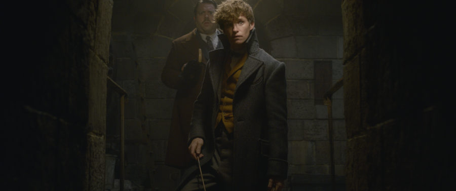 Eddie Redmayne as Newt Scamander and Dan Fogler as Jacob Kowalski in The Crimes of Grindelwald.