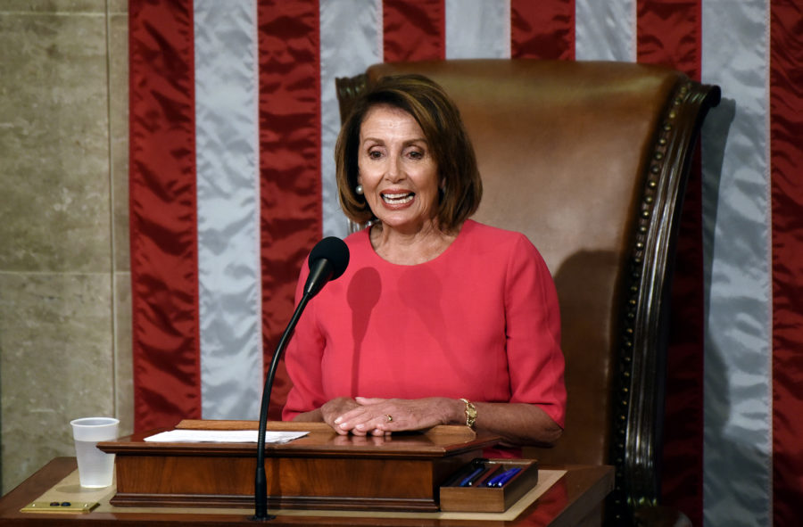 Newly elected Speaker of the House Nancy Pelosi speaks during the 116th Congress on the floor of the U.S. House of Representatives at the U.S. Capitol on Jan. 3 in Washington, D.C. (Olivier Douliery/Abaca Press/TNS)