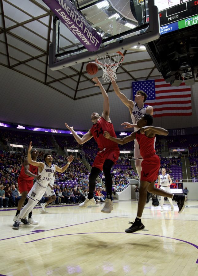 ‘Cats and Eagles fight for control of the ball under the Wildcat basket. Photo credit: Joshua Wineholt