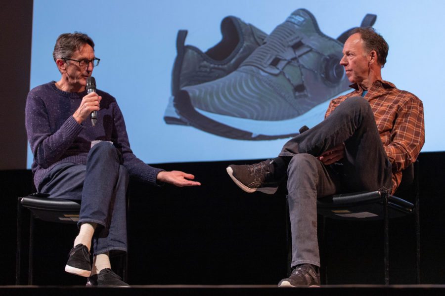 Steve Hawk and Gary Hammerslag engaging in a Q & A session. (Marissa Wolford / The Signpost)