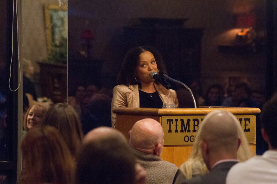 Jesmyn Ward tells of her life stories and he past. (Kelly Watkins / The Signpost)