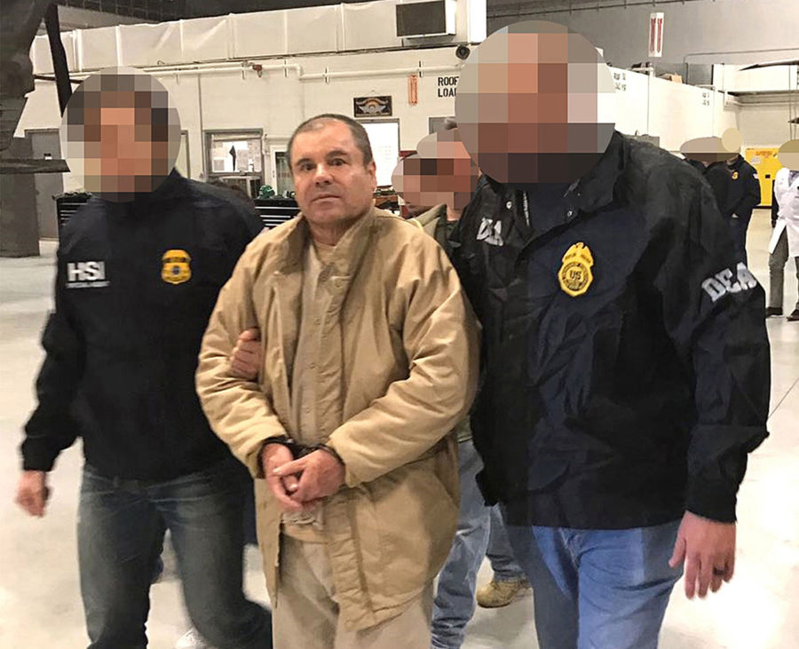 Image provided by the Attorney General of the Republic (PGR) of Mexico shows drug lord Joaquin Guzman Loera, alias El Chapo as he is extradited to the United States on Jan. 19, 2017, and flown from a jail in Ciudad Juarez, Mexico, to Long Island MacArthur Airport in Islip, N.Y., to face charges.  (PGR/Prensa Internacional/Zuma Press/TNS)