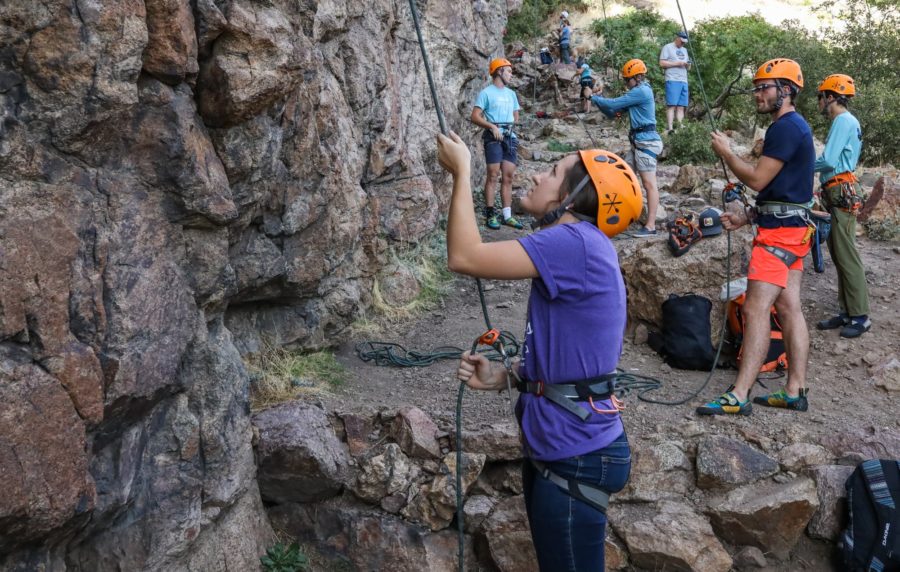 Participants at Wednesday Night Climb event hosted by WSU Outdoor Program. (Robert Lewis / The Signpost)