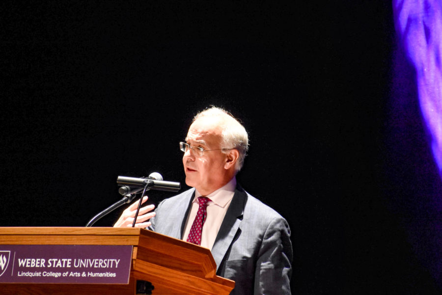 David Brooks delivered a message of love, generosity and community during the speech he gave for WSUs Browing Presents! series. (Nikki Dorber / The Signpost)