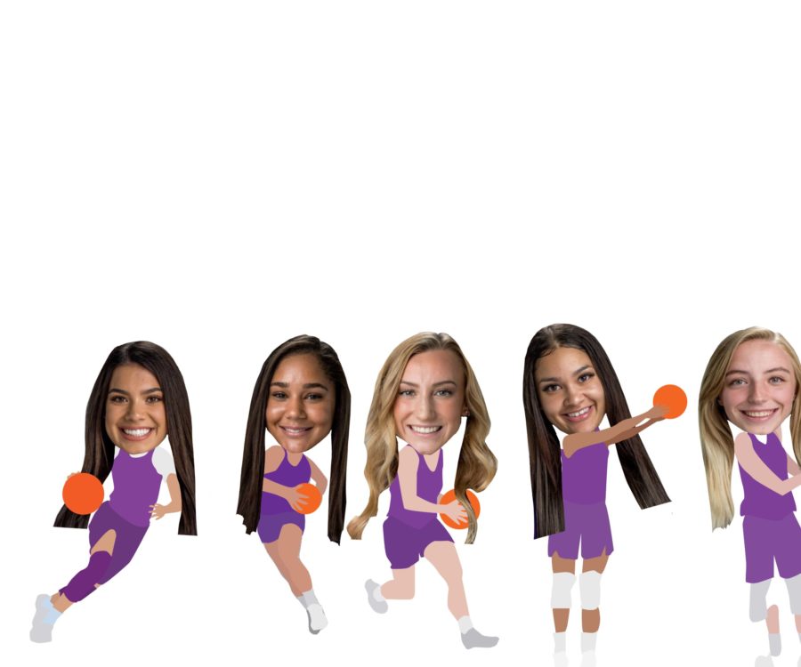 This years roster for the WSU Womens Basketball team is made of an even mix between upper and underclassmen. Under head coach Velaida Harris, the team is about to compete in the Big Sky championship. (Art by Aubree Eckhardt / The Signpost; photos courtesy of Weber State University)