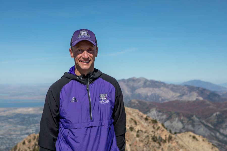 Students, staff, faculty and Weber State community members climb Mt. Ogden for the annual homecoming hike on October 5, 2019.
Photo by Weber State University
