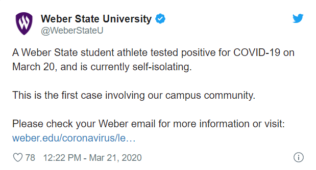WSU announces the first confirmed case of coronavirus on campus.
