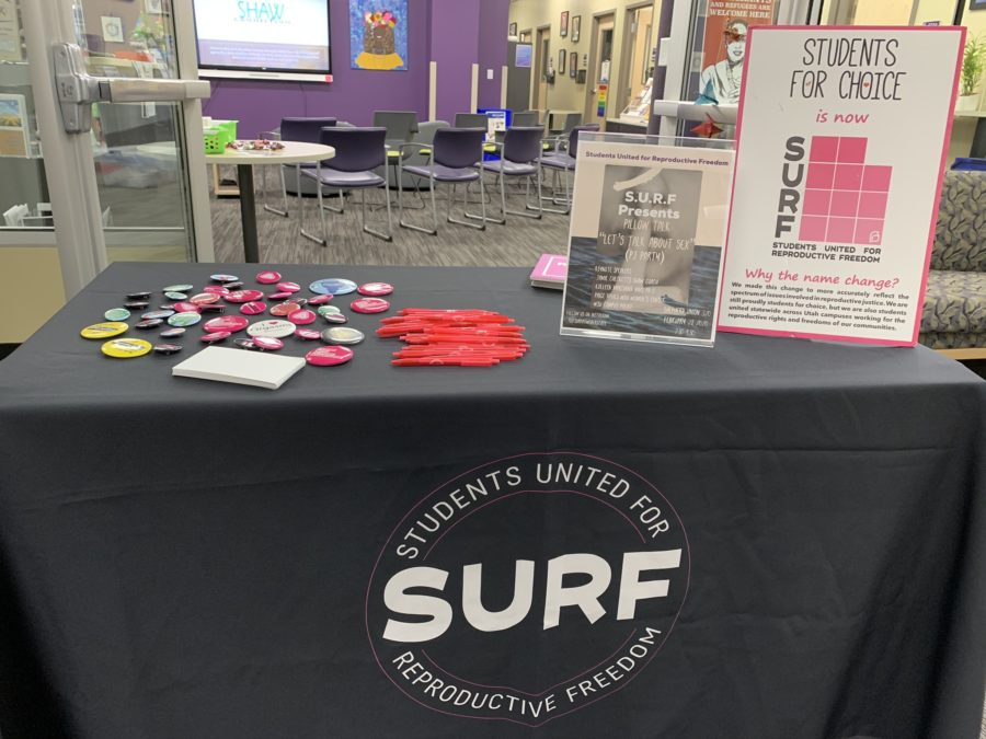 SURF and the WSU Womens Center prepare to host their Pillow Talk event, where Kolleen Marchand and Jamie Checketts talked on issues from sex education in Utah to preventing abuse in children. (Francisco Ruiz / The Signpost)