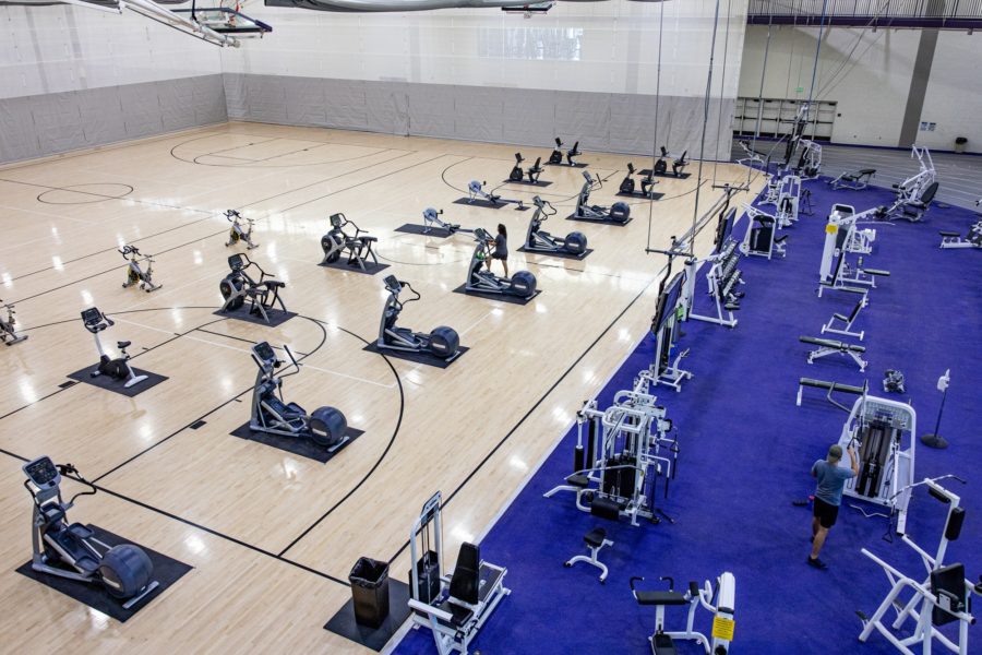 Exercise equipment is spread out for students to use at the Wildcat Center for Health Education and Wellness. (Robert Lewis / The Signpost)