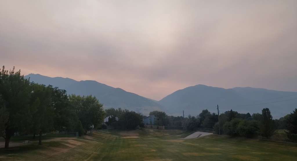 Smoke fills the sky of Utah Valleys during the month of August and September