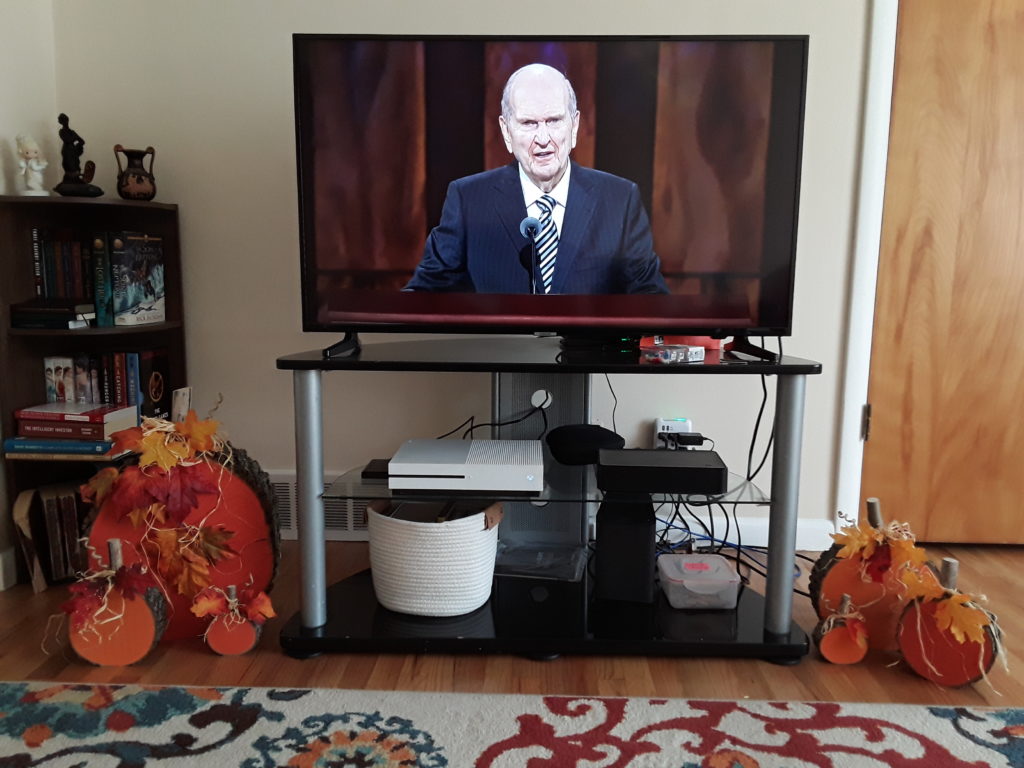 President Russell M. Nelson speaks during the Sunday afternoon session of General Conference on Oct. 4, which was available on several platforms from home.