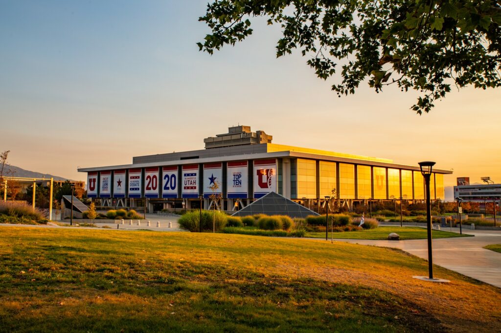 The University of Utah displays signs for the VP Debate on Oct. 7.