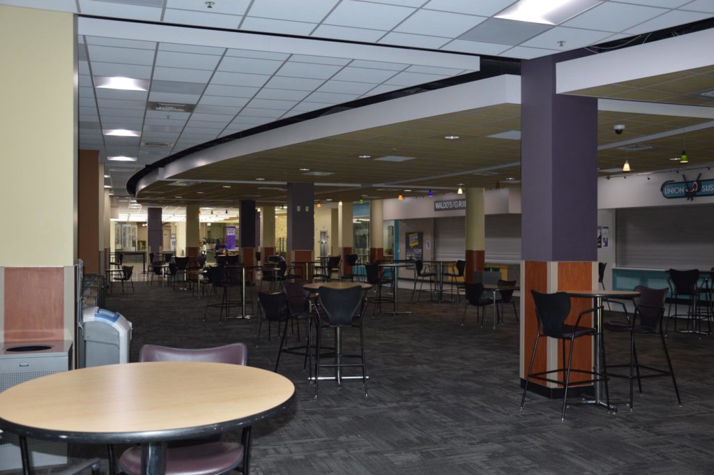 The Shepherd Union dining area is a ghost town after the shops close for the day. (Steven Clift/The Signpost)