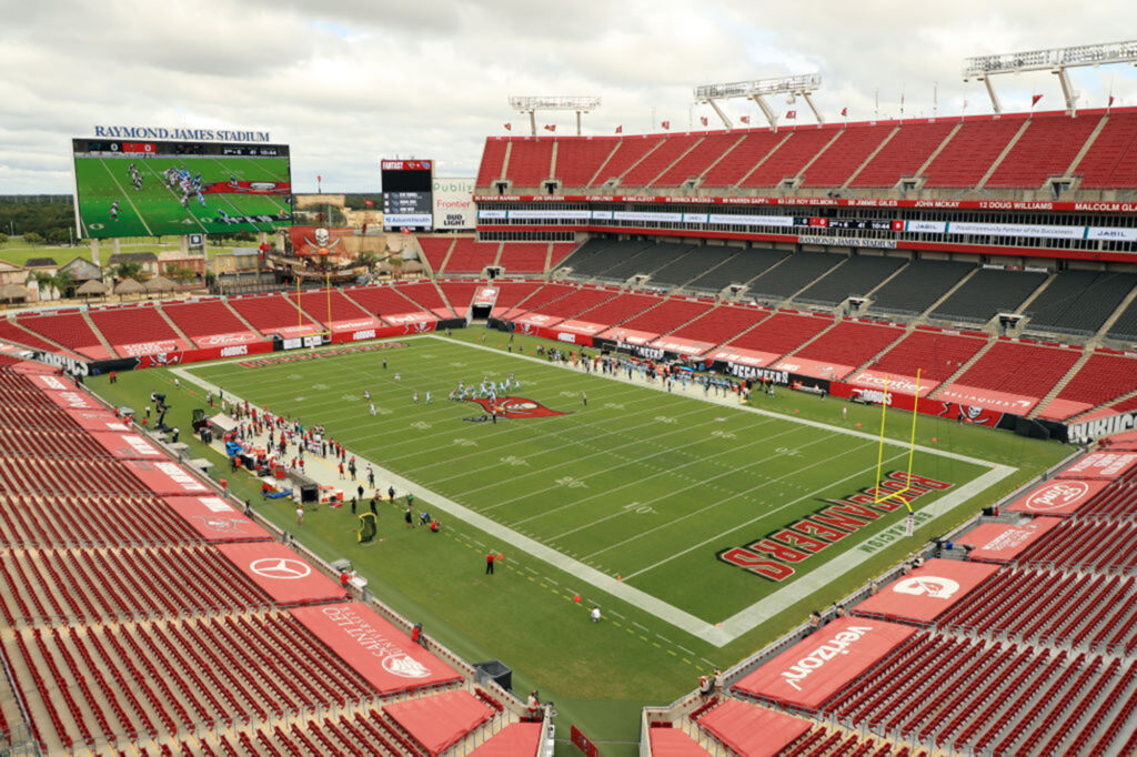 A general view during the game between the Carolina Panthers and the Tampa Bay Buccaneers at Raymond James Stadium on September 20, 2020, in Tampa, Florida. (Mike Ehrmann/Getty Images/TNS)