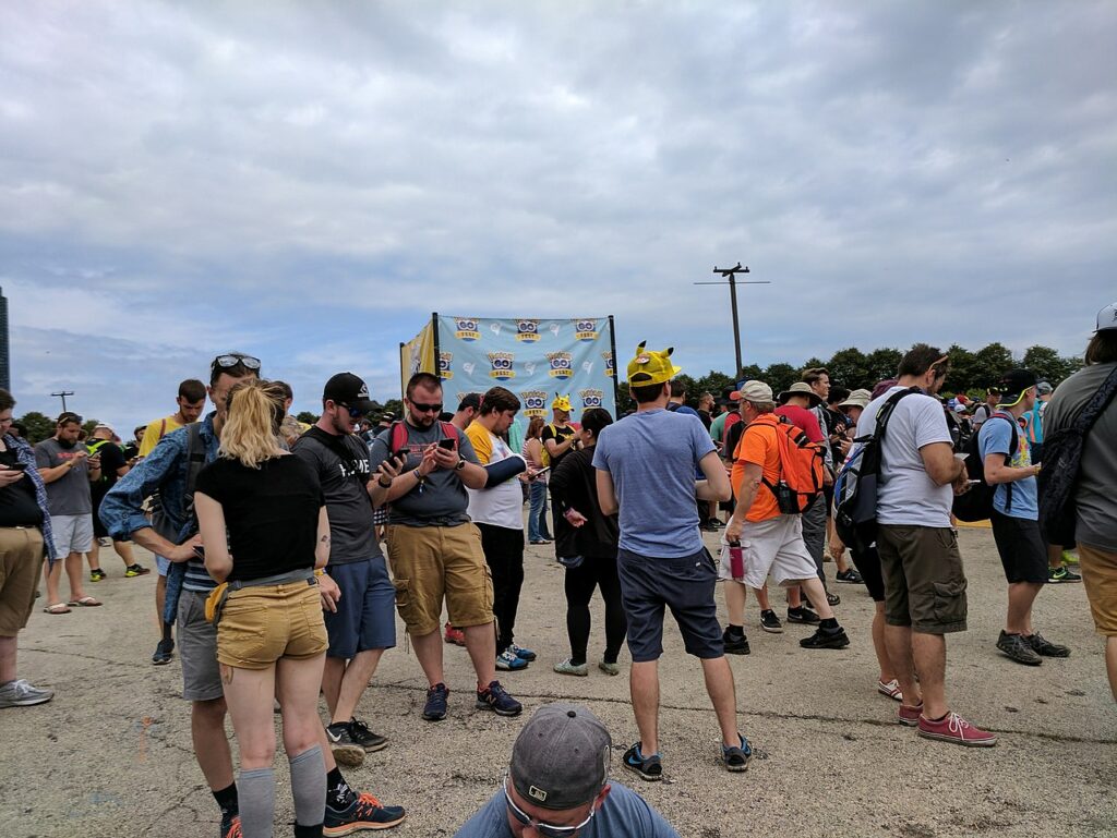 Pokemon Go players during the Pokemon Go Fest in Chicago on July 22, 2017 (Wikimedia Commons).