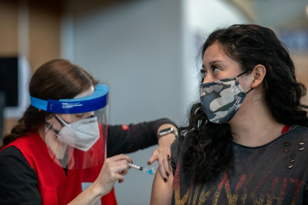 The Weber-Morgan Health Department begins offering COVID-19 vaccinations in a temporary clinic in the Dee Events Center at Weber State University in Ogden on January 5, 2021. Healthcare workers in non-hospital settings are the first priority group to participate in the invitation-only clinics. (Weber State University)