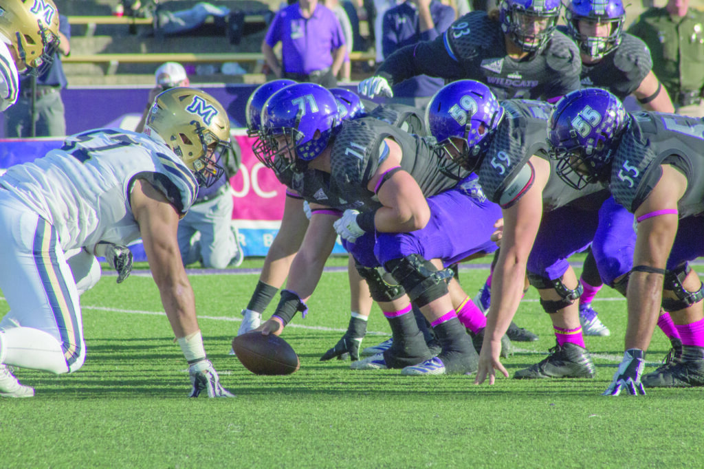 Weber State lines up against Montana State University on Saturday. (Kelly Watkins / The Signpost)